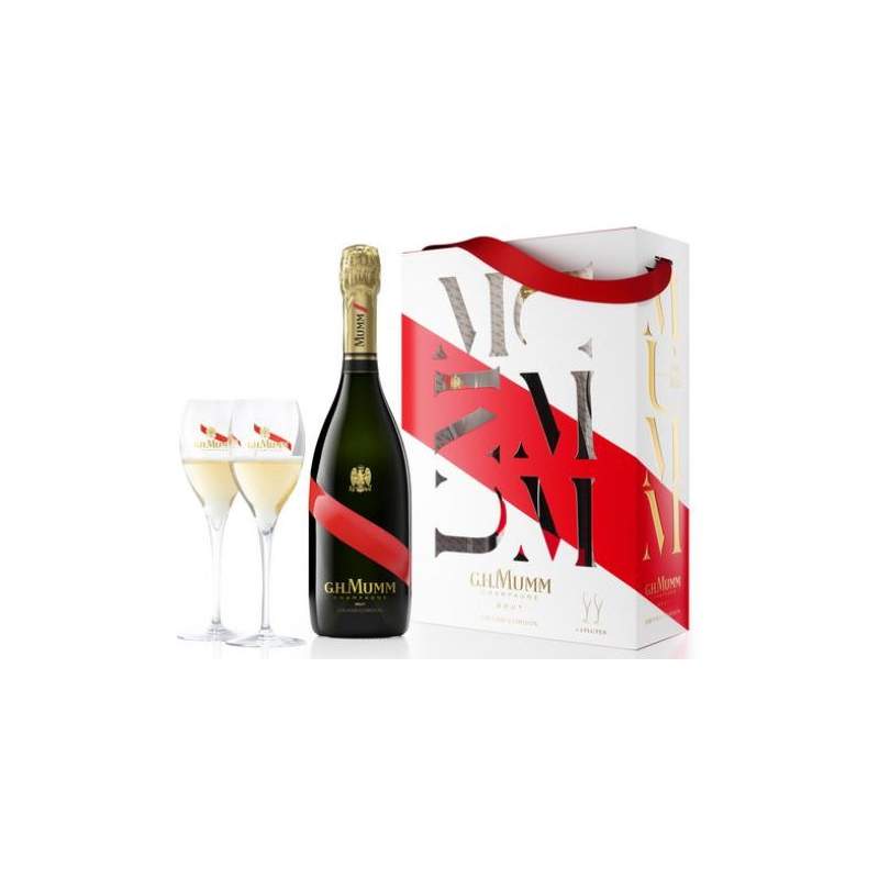 SZAMPAN G.H.MUMM GRAND CORDON 0,75L B W + 2 KIELISZKI
