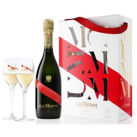 SZAMPAN G.H.MUMM GRAND CORDON 0,75L B W + 2 KIELISZKI