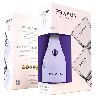 Pravda 0,7 l + 2 Szklanki – Zestaw Prezentowy Wódki