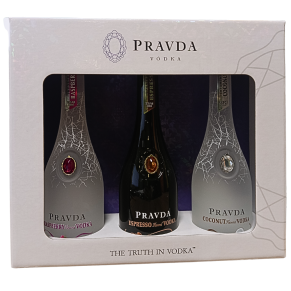 Wódka Pravda 3 x 0,2L (Coconut, Espresso, Raspberry) – zestaw miniatur 37,5%