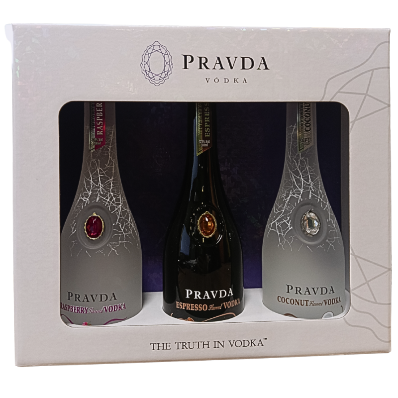 Wódka Pravda 3 x 0,2L (Raspberry,Espresso, Coconut) 37,5% Wódka Pravda 3 x 0,2L (Raspberry,Espresso, Coconut) 37,5%