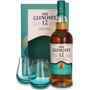 Whisky The Glenlivet 12 YO + 2 szklanki 0,7 l 40% – single malt w zestawie prezentowym