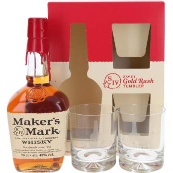Maker's Mark Bourbon 45% 0,7l + 2 szklanki (Zestaw Prezentowy)