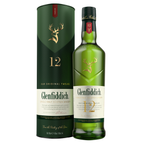 Whisky Glenfiddich 12 YO + tuba 0,7 l 40% – szkocka single malt w opakowaniu prezentowym