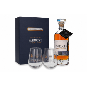 Paprocky Single Barrel 40% 0,7 l + 2 szklanki – polska whisky w eleganckim zestawie prezentowym
