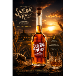 Sazerac Straight Rye Whiskey 0,7 l 45% – kultowa amerykańska whiskey żytnia o nutach przypraw, cytrusów, wanilii i pieprzu. Idea