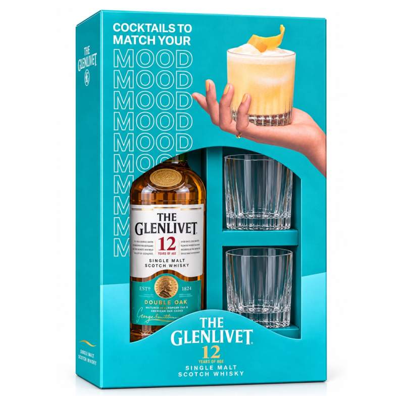 Whisky The Glenlivet 12 YO + 2 szklanki 0,7 l 40%