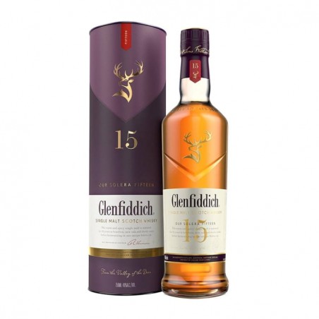 Whisky Glenfiddich 15 YO + tuba 0,7 l 40% – single malt Speyside w opakowaniu prezentowym